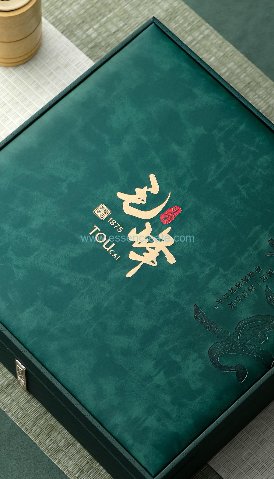 高級グリーンPUレザージュエリーボックス（ゴールド）